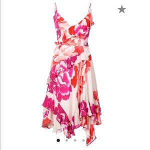 Josie Natori Peony print ruffle dress  size 4